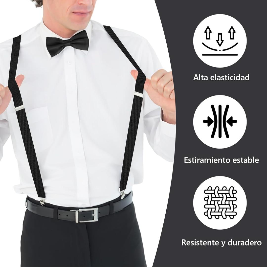 Tirantes Cargaderas Para Pantalón + Corbatín Ropa Fiesta
