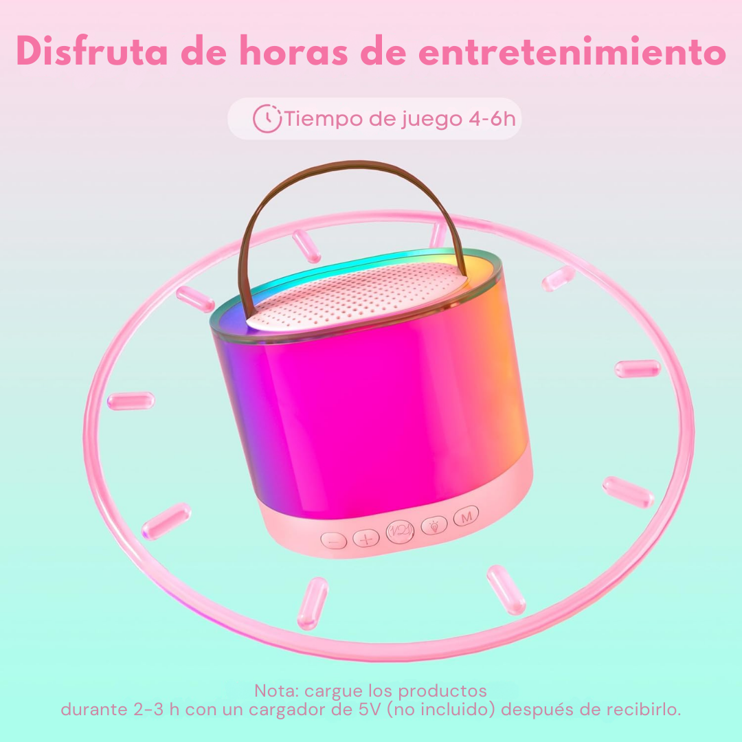 Mini Parlante Karaoke + 1 Micrófono Inalámbrico Luces RGB K52