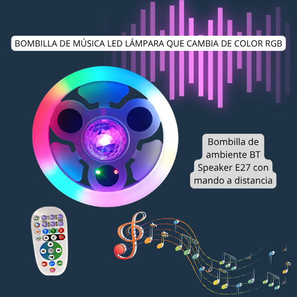 Bombillo Parlante Discoteca Audio rítmico Bluetooth RGB