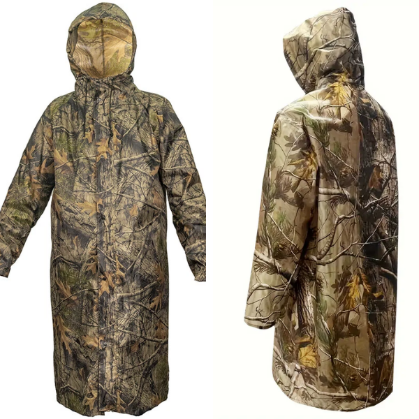 Impermeable Largo Chubasquero con Capucha Camuflado
