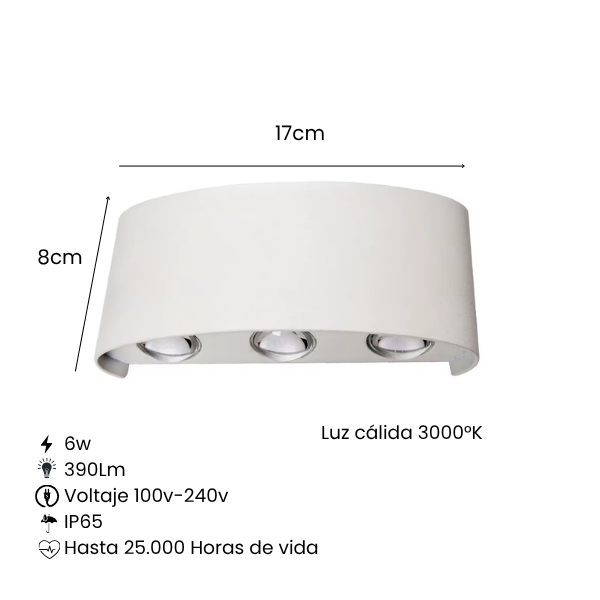 Lámpara Pared Decorativa Ojo de Lupa 6W 3000K Luz Cálida