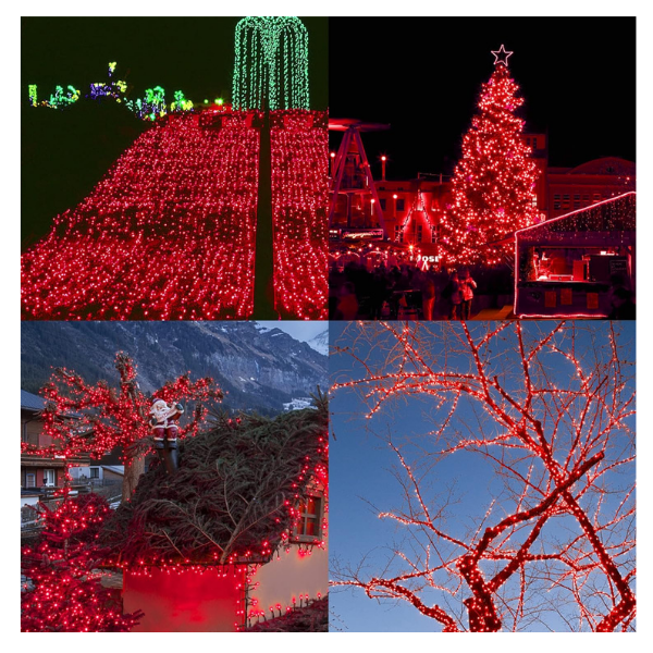 Extensión Luz LED Lineal Roja 200 Luces 14 Metros Cable Verde REF 1454