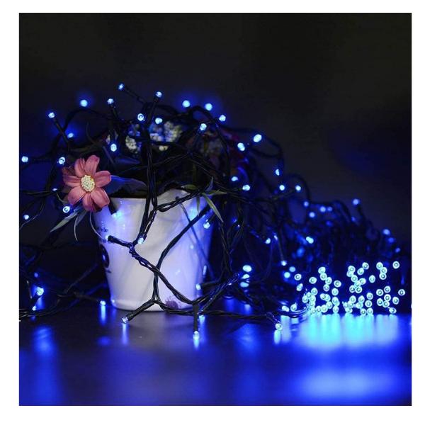 Extensión Luz LED Lineal Azul 200 Luces 14 Metros Cable Verde REF 1453