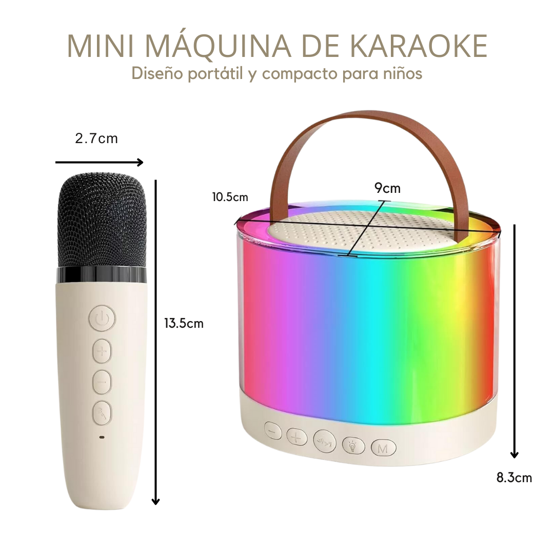 Mini Parlante Karaoke + 1 Micrófono Inalámbrico Luces RGB K52
