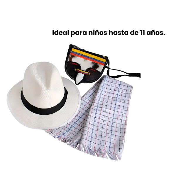 Kit Niño Sombrero Poncho Carriel para Feria de Flores