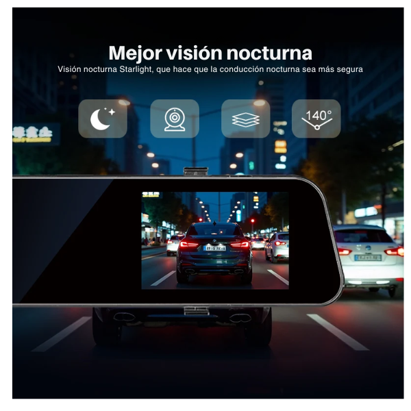 Espejo Retrovisor con Cámara Pantalla HD 1080 Carro Cámara Dual