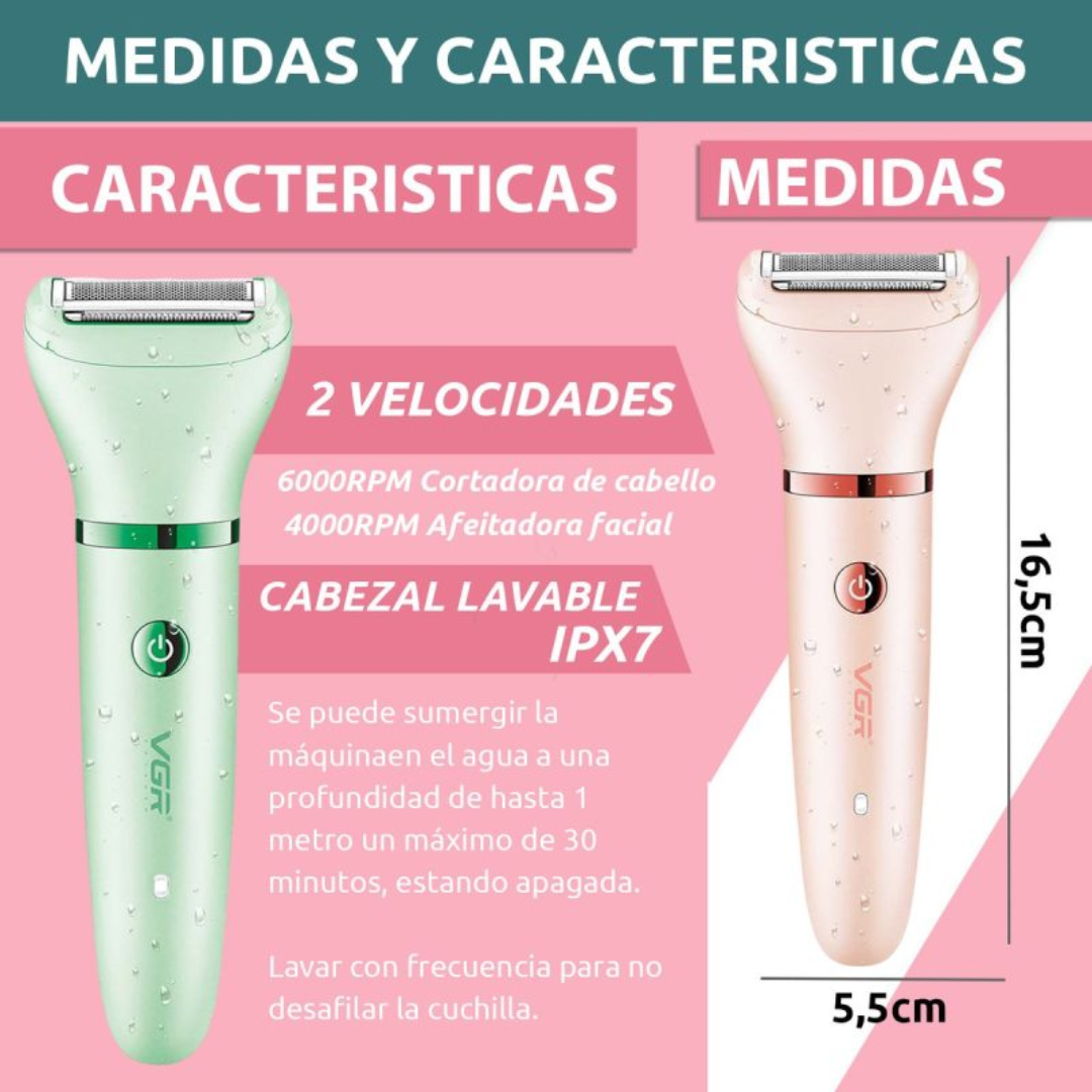 Máquina de Afeitar VGR Eéctrica 3 en 1 para Mujer V-735