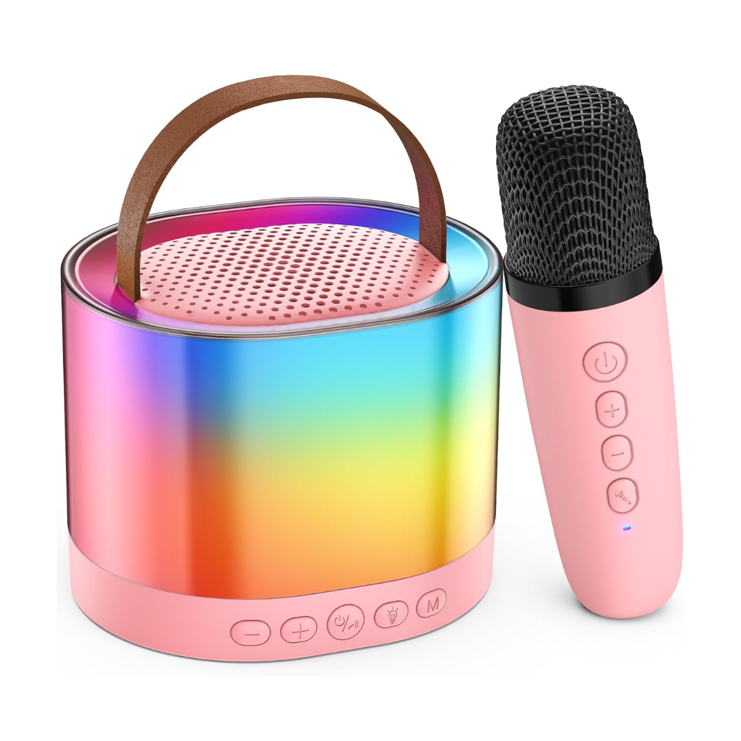Mini Parlante Karaoke + 1 Micrófono Inalámbrico Luces RGB K52