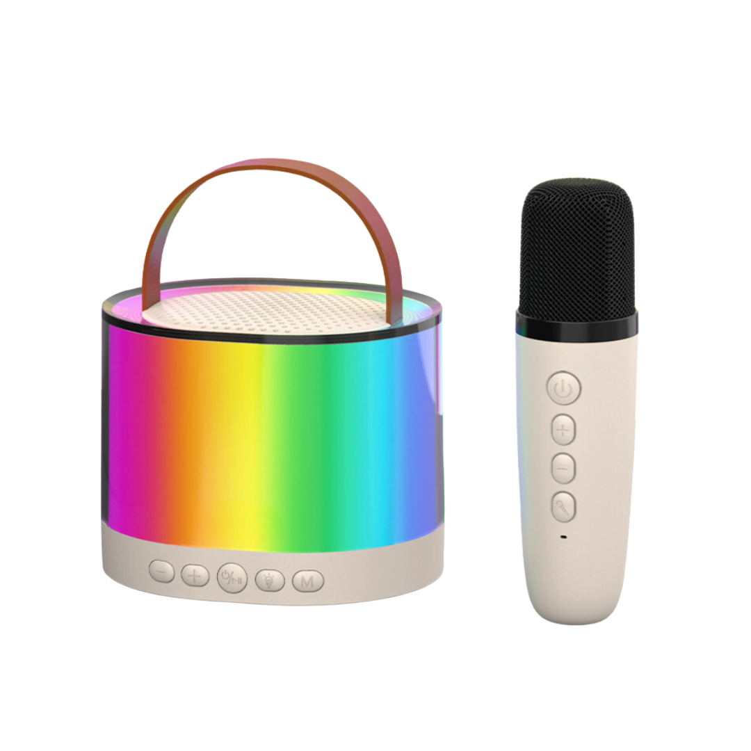Mini Parlante Karaoke + 1 Micrófono Inalámbrico Luces RGB K52