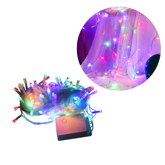 Extensión Luz LED Lineal Multicolor 100 Luces 7 Metros Cable Transp
