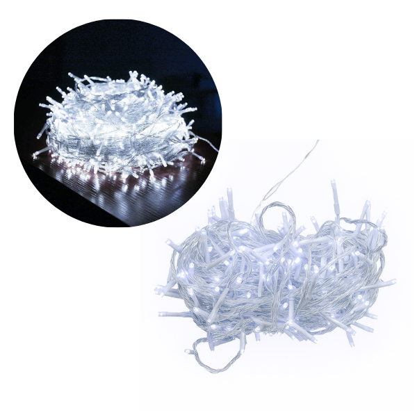 Extensión Luz LED Lineal Blanca 200 Luces 14 Metros Cable Transp REF 1441