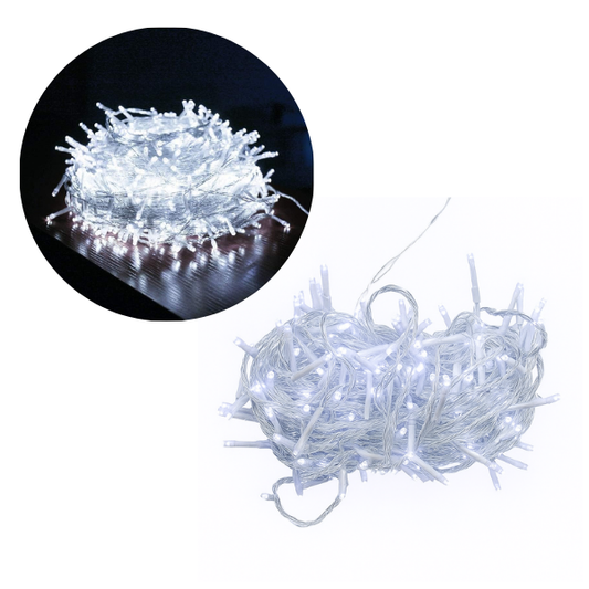 Extensión Luz LED Lineal Blanca 200 Luces 14 Metros Cable Transp REF 1441