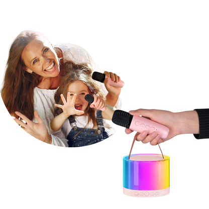 Mini Parlante Karaoke + 1 Micrófono Inalámbrico Luces RGB K52