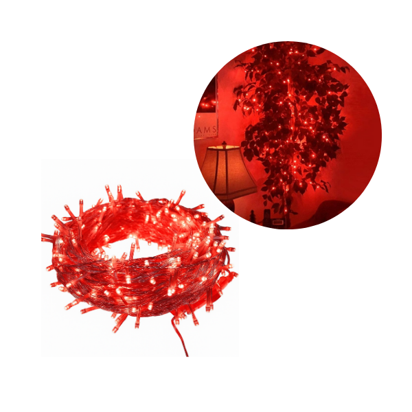 Extensión Luz LED Lineal Roja 200 Luces 14 Metros Cable Transp REF 1444