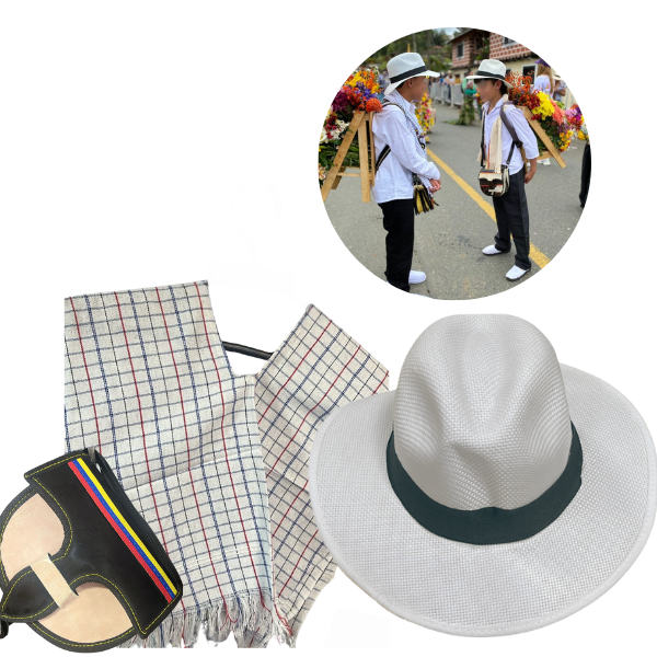 Kit Niño Sombrero Poncho Carriel para Feria de Flores