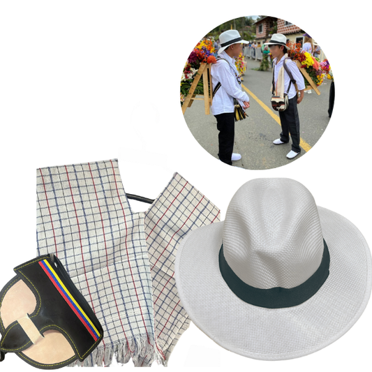 Kit Niño Sombrero Poncho Carriel para Feria de Flores