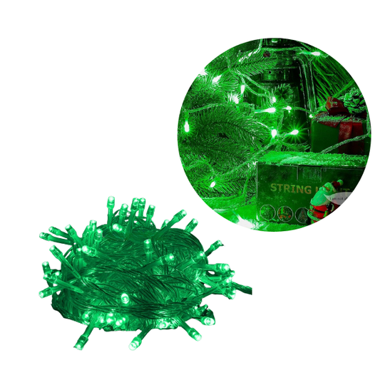 Extensión Luz LED Lineal Verde 200 Luces 14 Metros Cable Transp REF 1446