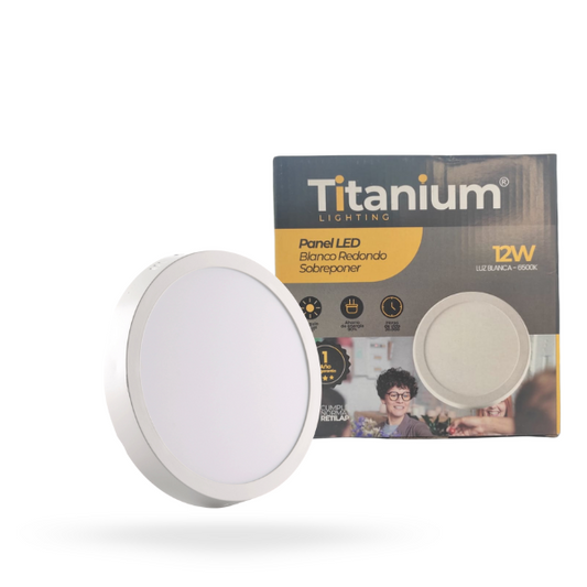 Panel Led Sobreponer Redondo 12w Luz Blanca