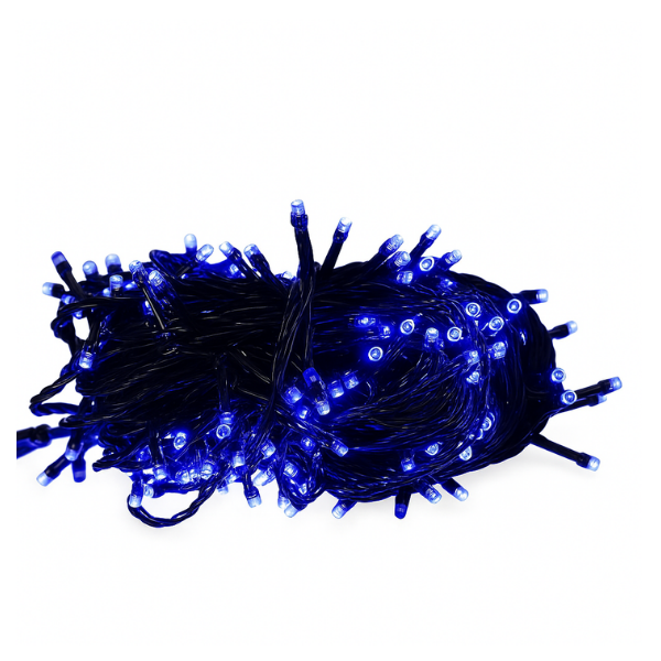 Extensión Luz LED Lineal Azul 200 Luces 14 Metros Cable Verde REF 1453