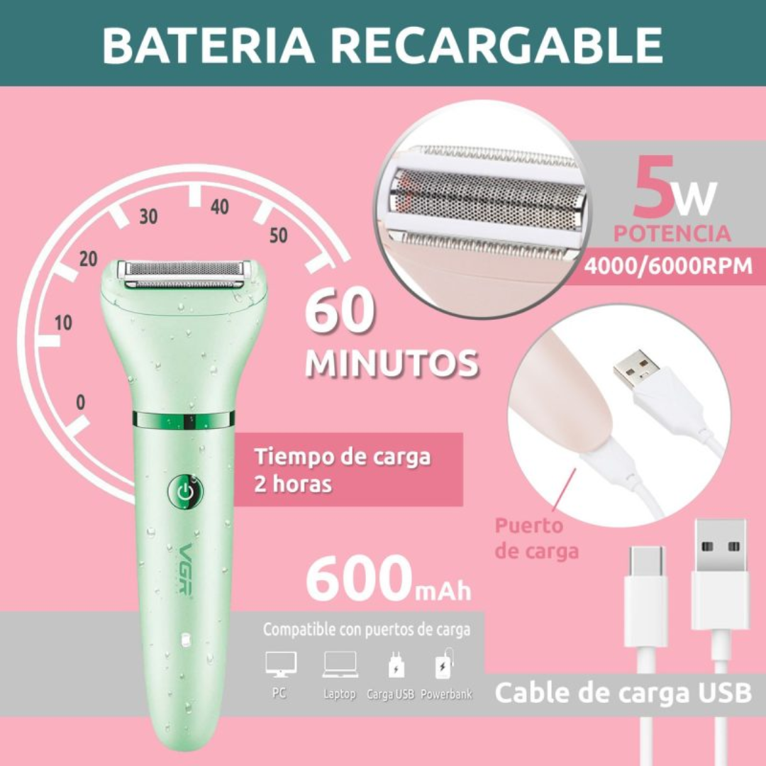 Máquina de Afeitar VGR Eéctrica 3 en 1 para Mujer V-735