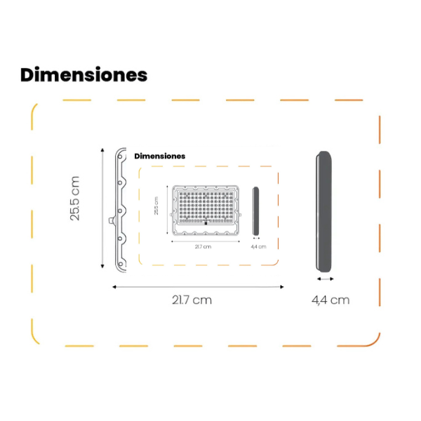 Reflector Solar LED 100w IP65 Luz Blanca Control Remoto
