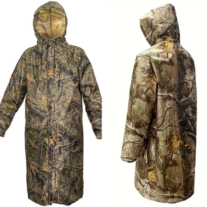 Impermeable Largo Chubasquero con Capucha Camuflado