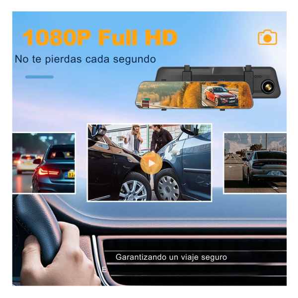 Espejo Retrovisor con Cámara Pantalla HD 1080 Carro Cámara Dual