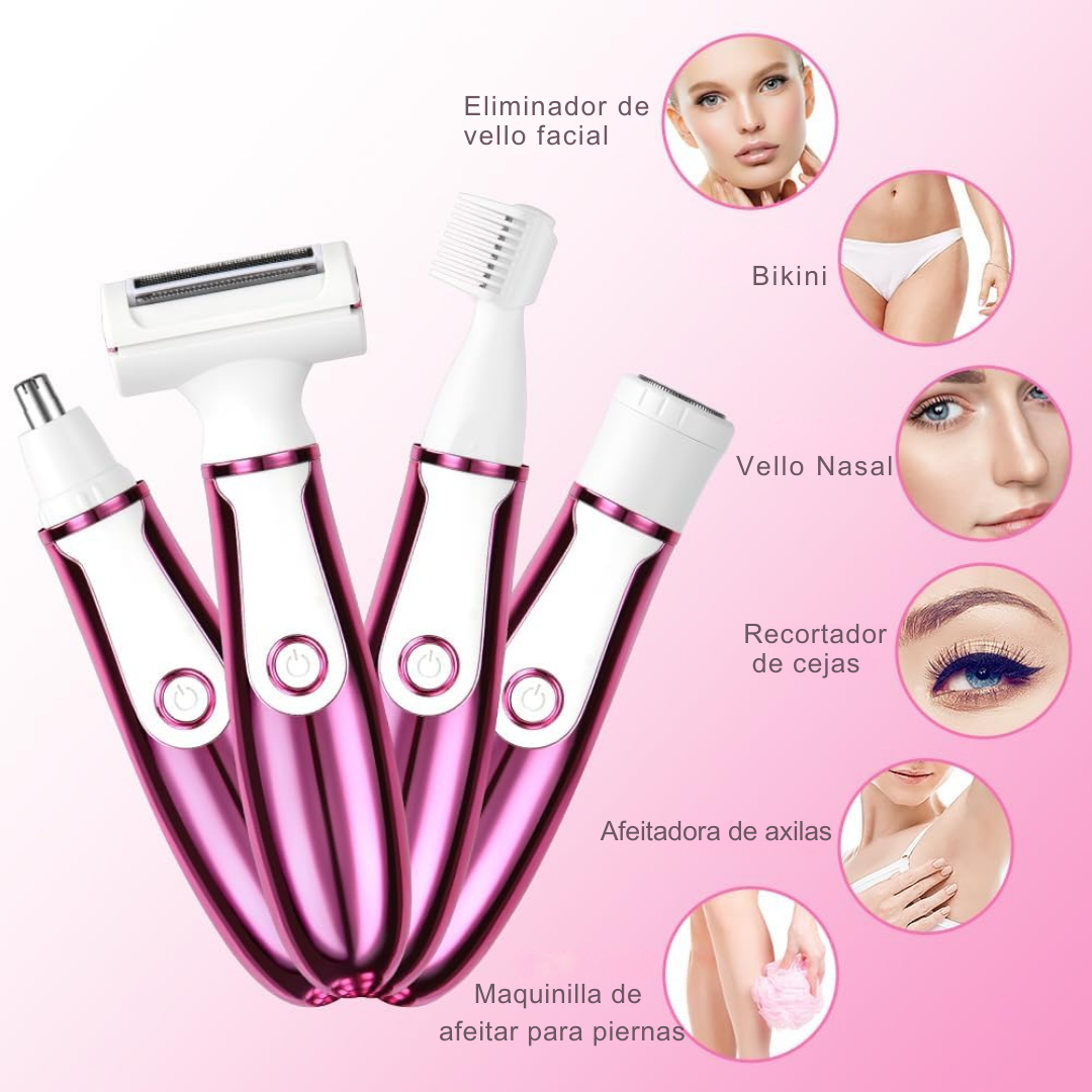 Depiladora Eléctrica Corporal 4 en 1 Kemei Mujer Recargable