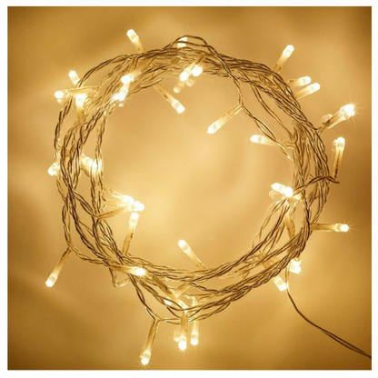 Extensión Luz LED Lineal Cálida 100 Luces 7 Metros Cable Transp