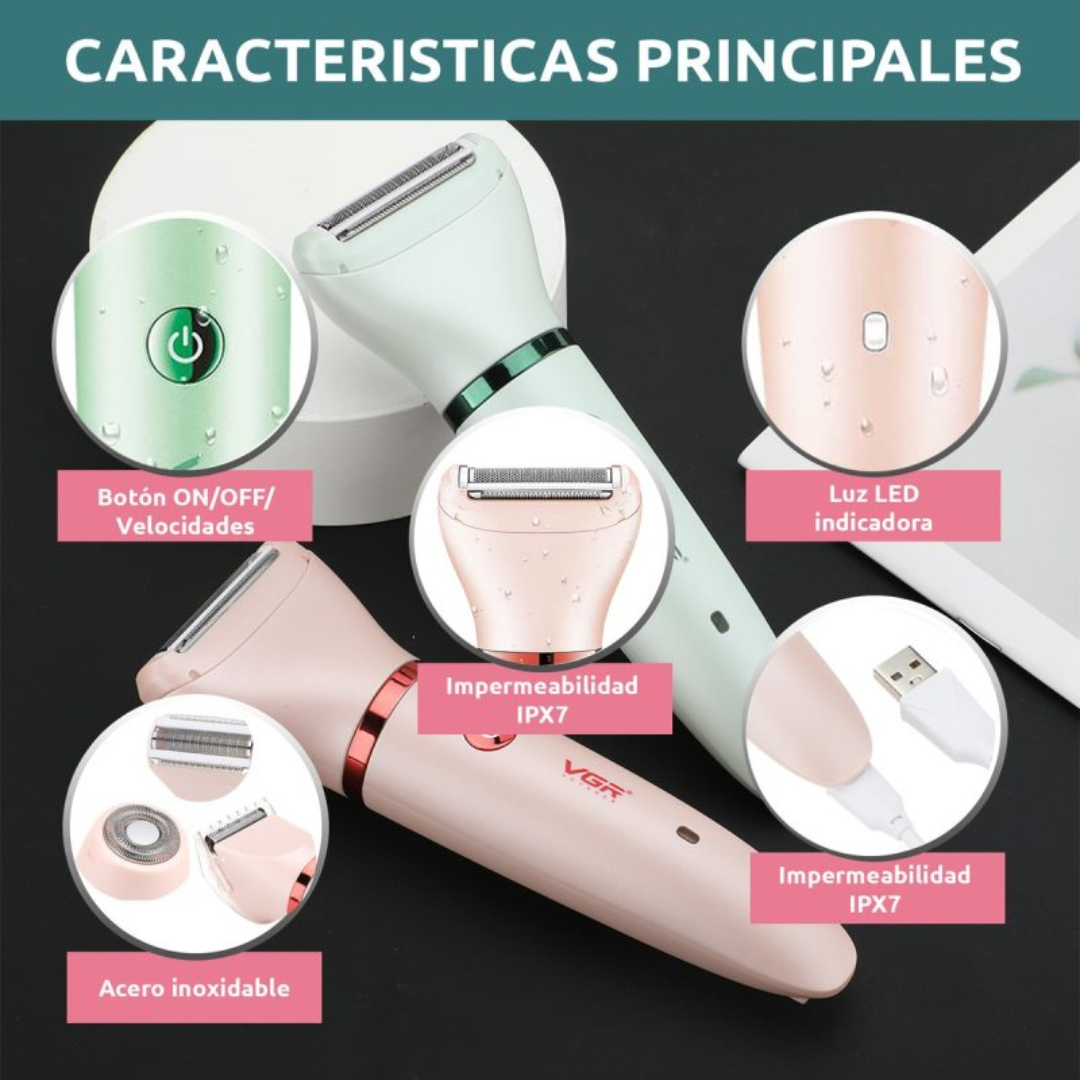 Máquina de Afeitar VGR Eéctrica 3 en 1 para Mujer V-735