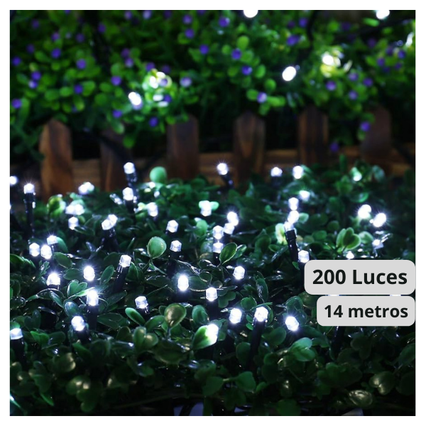 Extensión Luz LED Lineal Blanca 200 Luces 14 Metros Cable Verde 1451A
