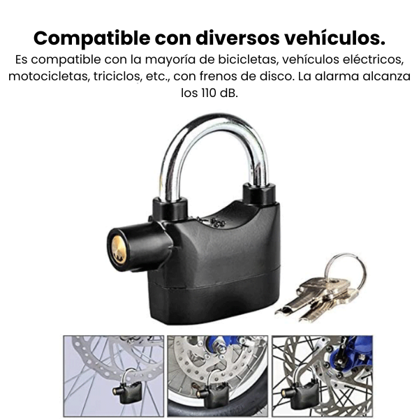 Candado de Seguridad con Alarma para Motocicleta Impermeable: