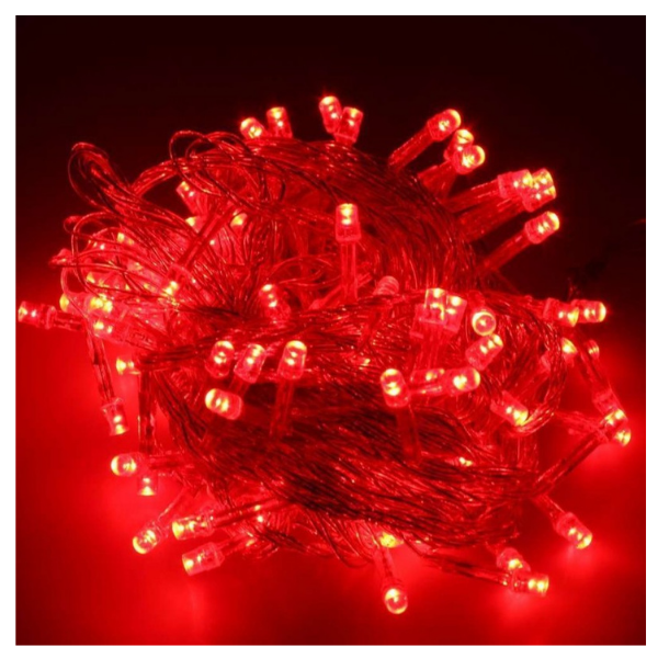 Extensión Luz LED Lineal Roja 200 Luces 14 Metros Cable Transp REF 1444