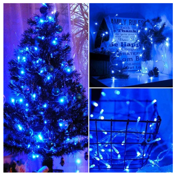 Extensión Luz LED Lineal Azul 200 Luces 14 Metros Cable Transp REF 1443