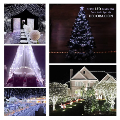 Extensión Luz LED Lineal Blanca 200 Luces 14 Metros Cable Verde 1451A