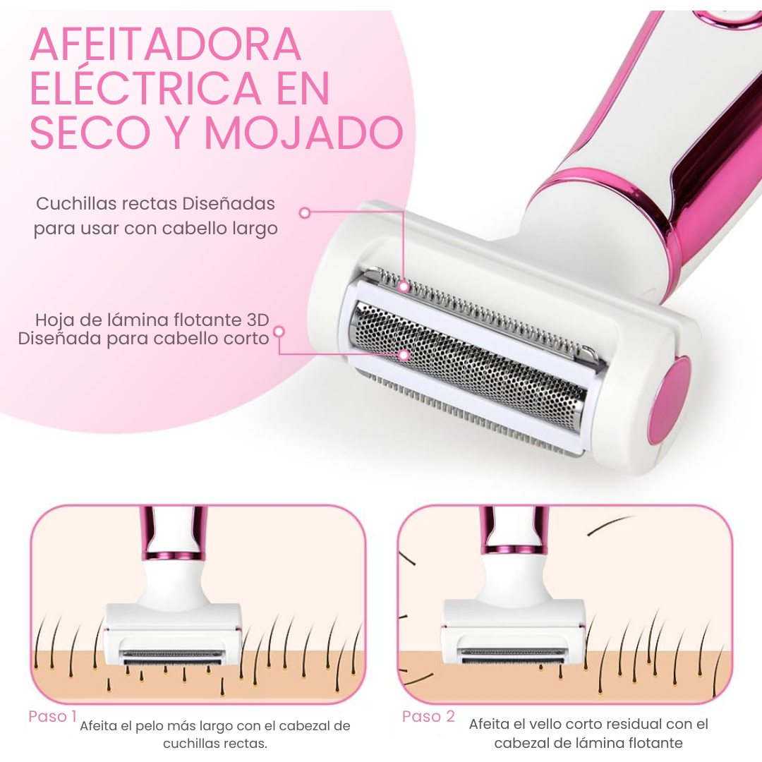 Depiladora Eléctrica Corporal 4 en 1 Kemei Mujer Recargable