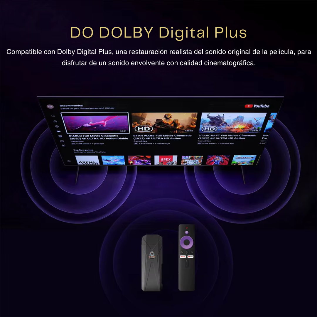 TV Stick Android 4K Ultra HD 4GB RAM 64GB