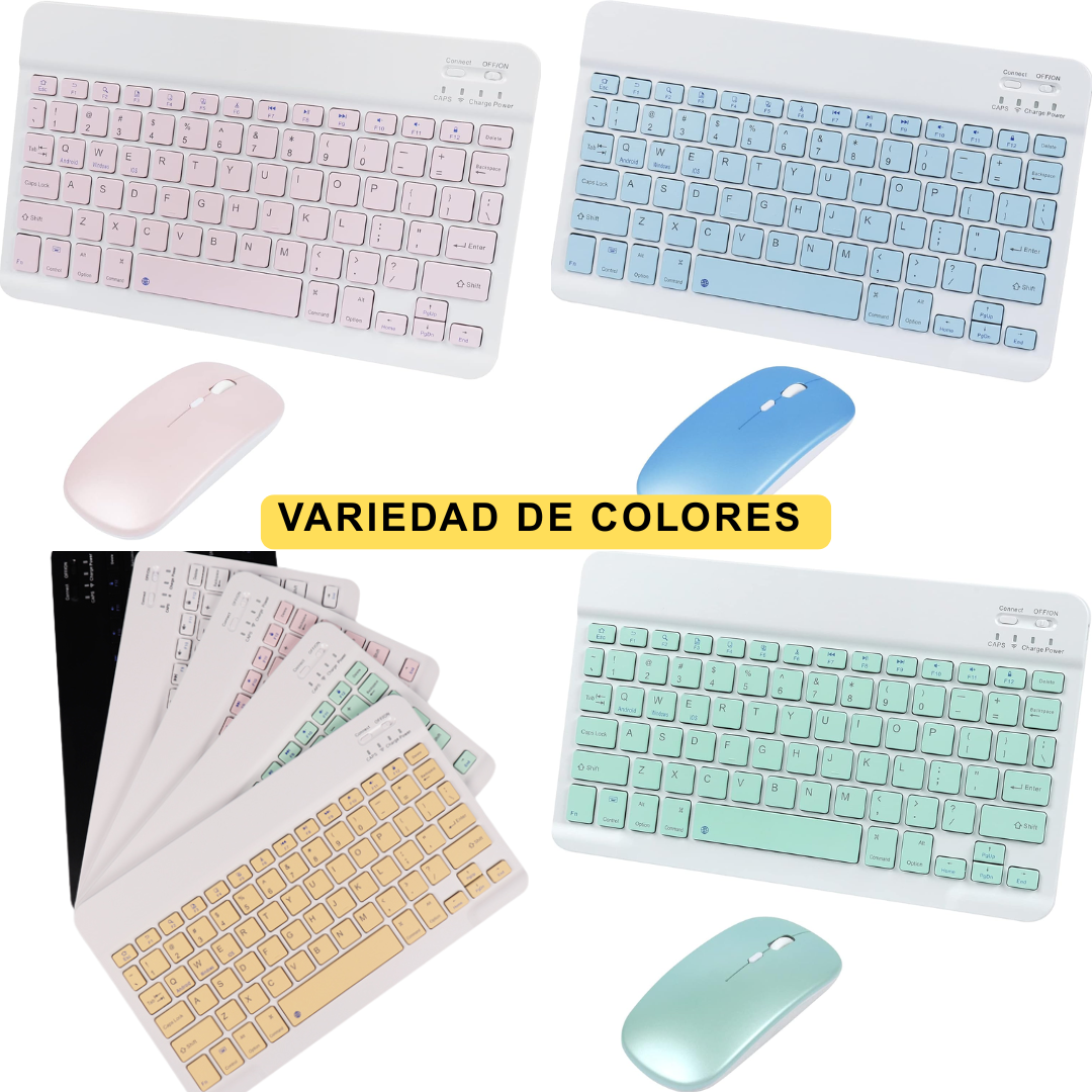 Combo Teclado y Mouse Inalámbrico Bluetooth para Tablet