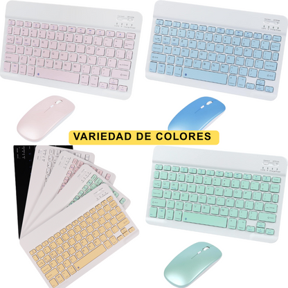 Combo Teclado y Mouse Inalámbrico Bluetooth para Tablet