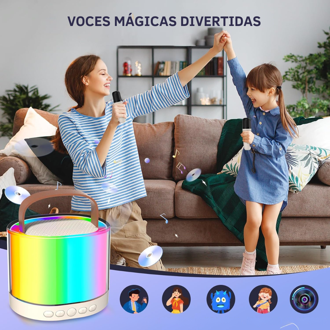 Mini Parlante Karaoke + 1 Micrófono Inalámbrico Luces RGB K52