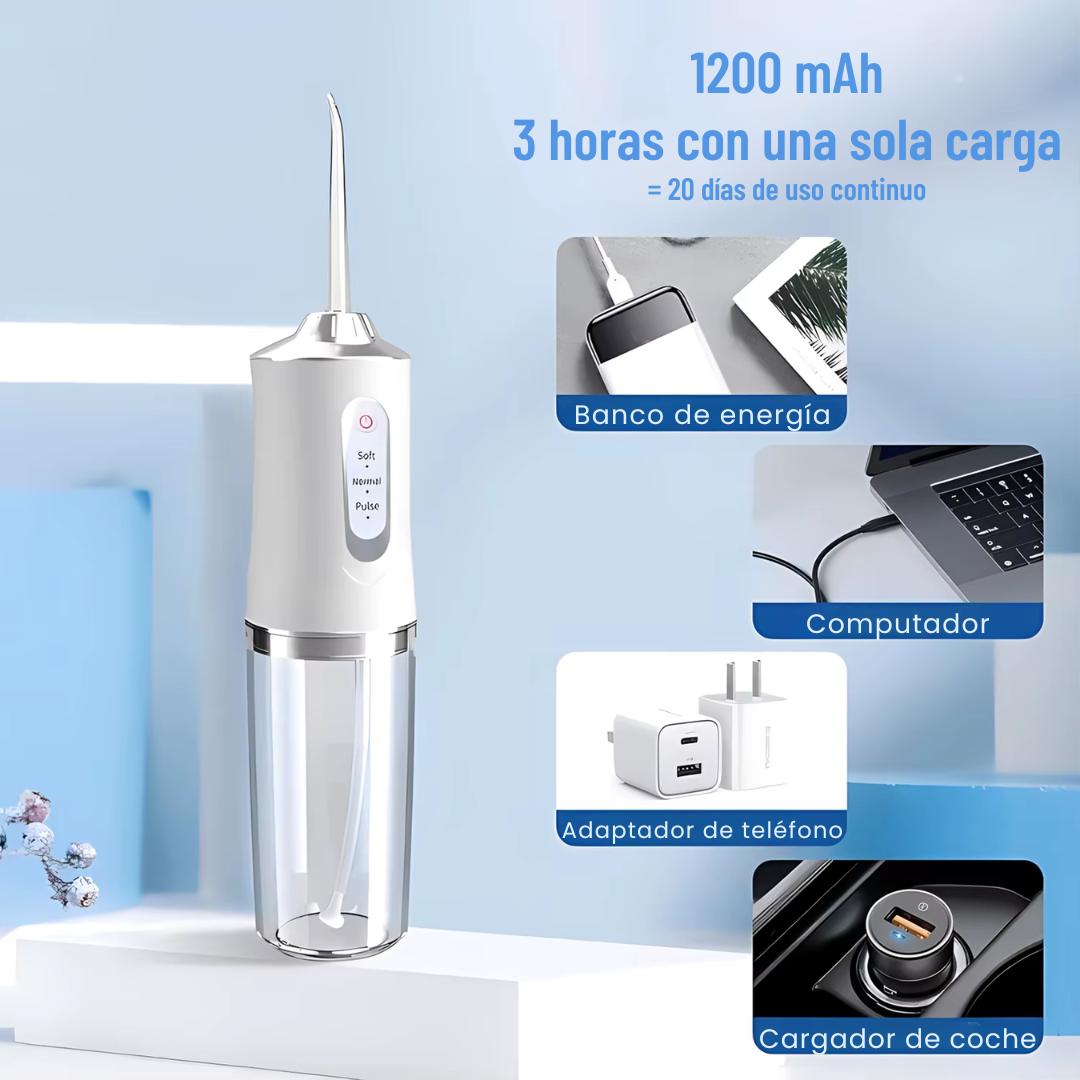 Irrigador Bucal Portátil Recargable Limpieza Dental