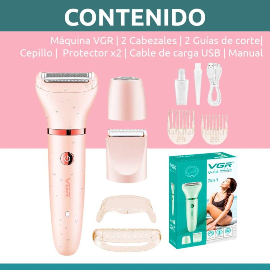 Máquina de Afeitar VGR Eéctrica 3 en 1 para Mujer V-735